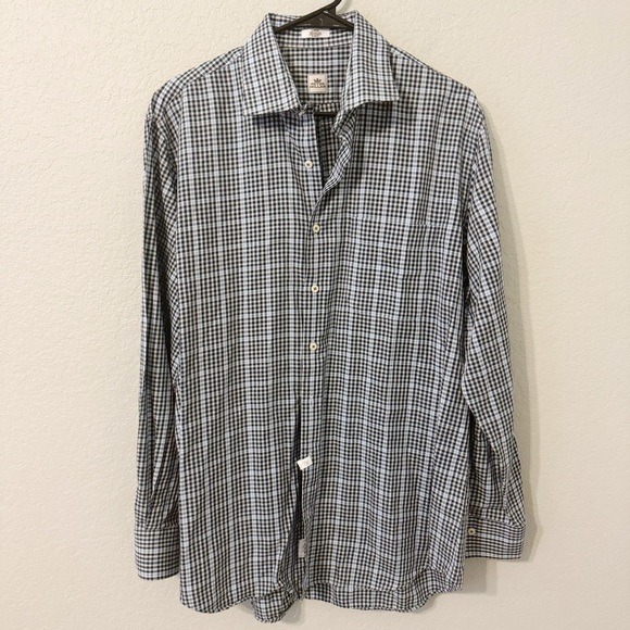 Peter Millar Plaid Long Sleeve Navy‎ Blue  StoneBriar  Golf Club Embroidered L - Picture 1 of 3